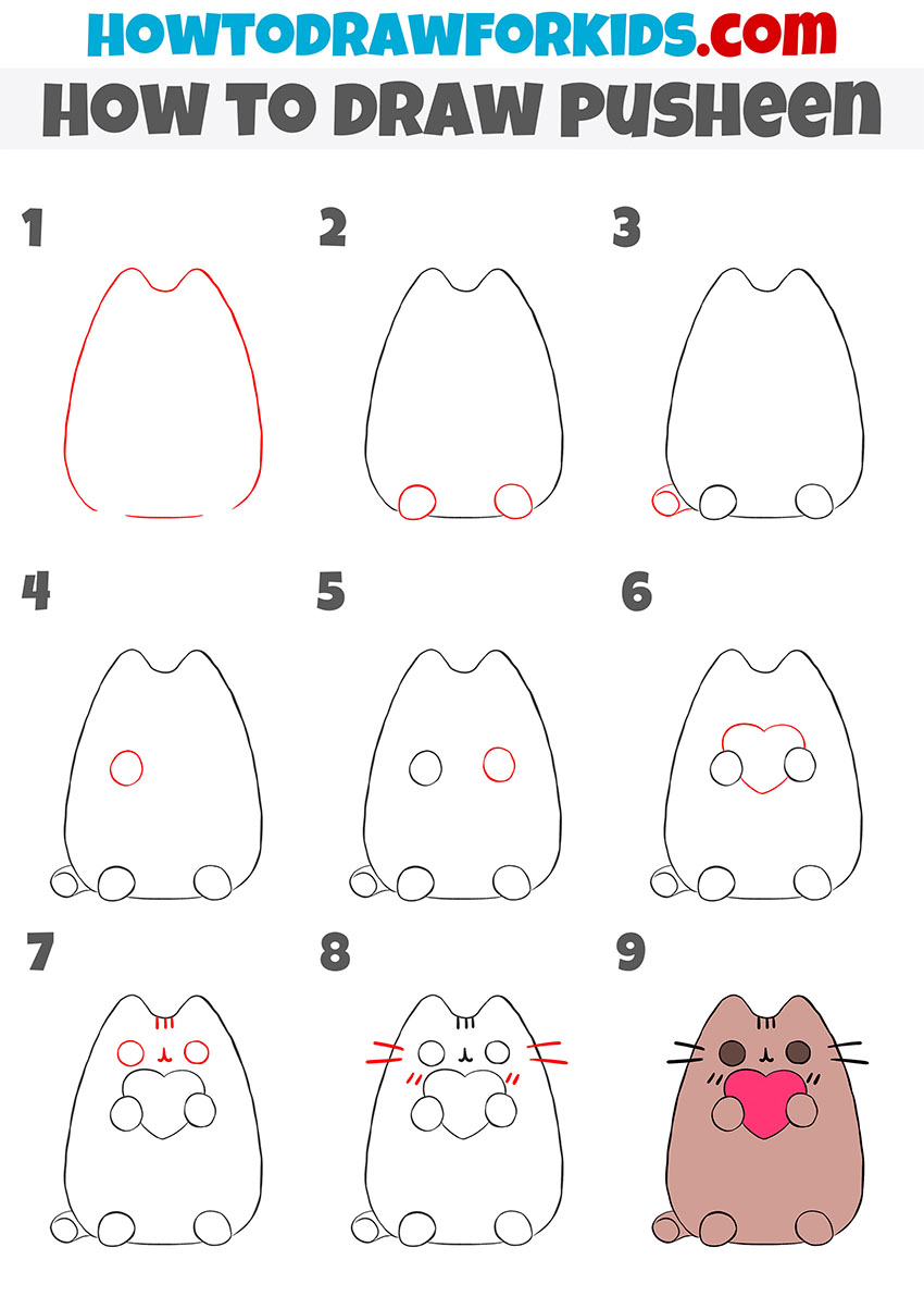 how to draw pusheen step by step