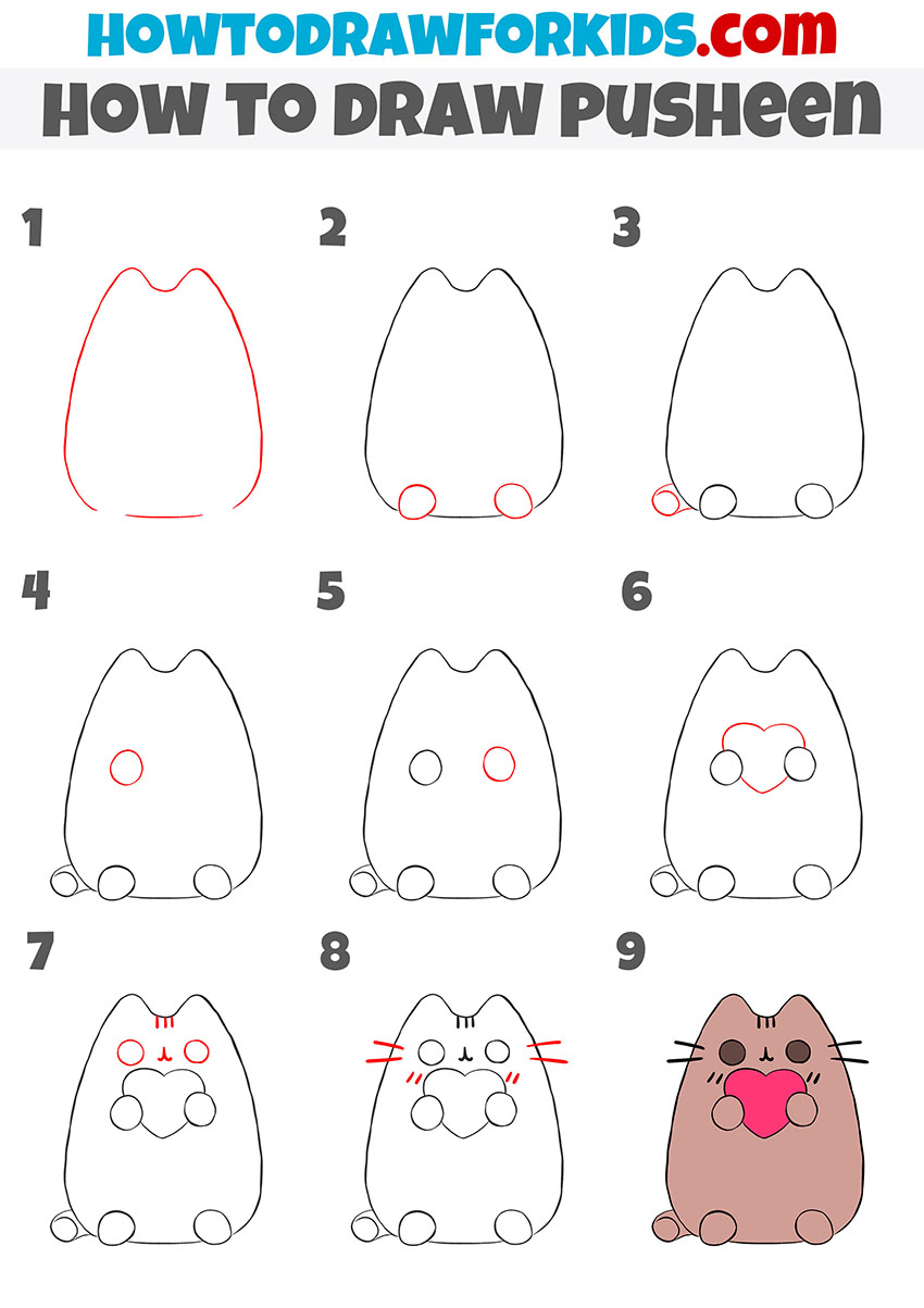 How to Draw Pusheen - Easy Drawing Tutorial For Kids