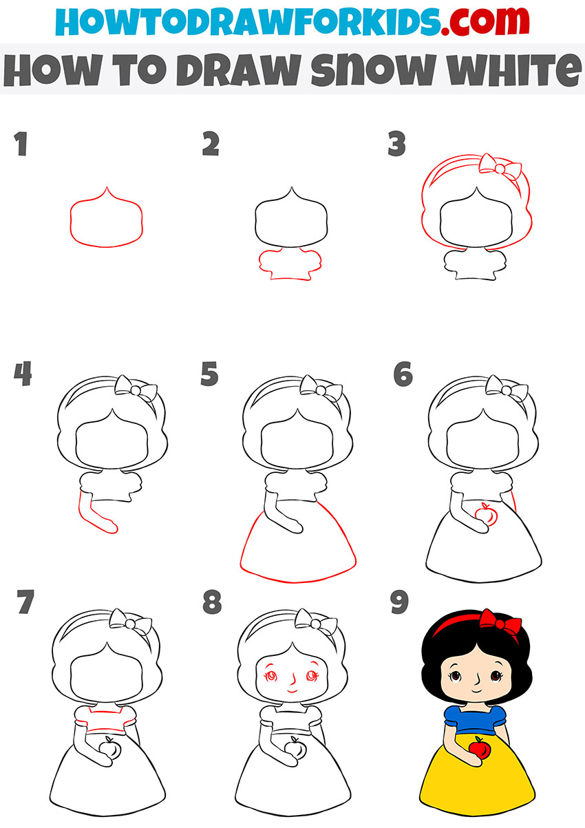 How to draw snow white step by step - YouTube