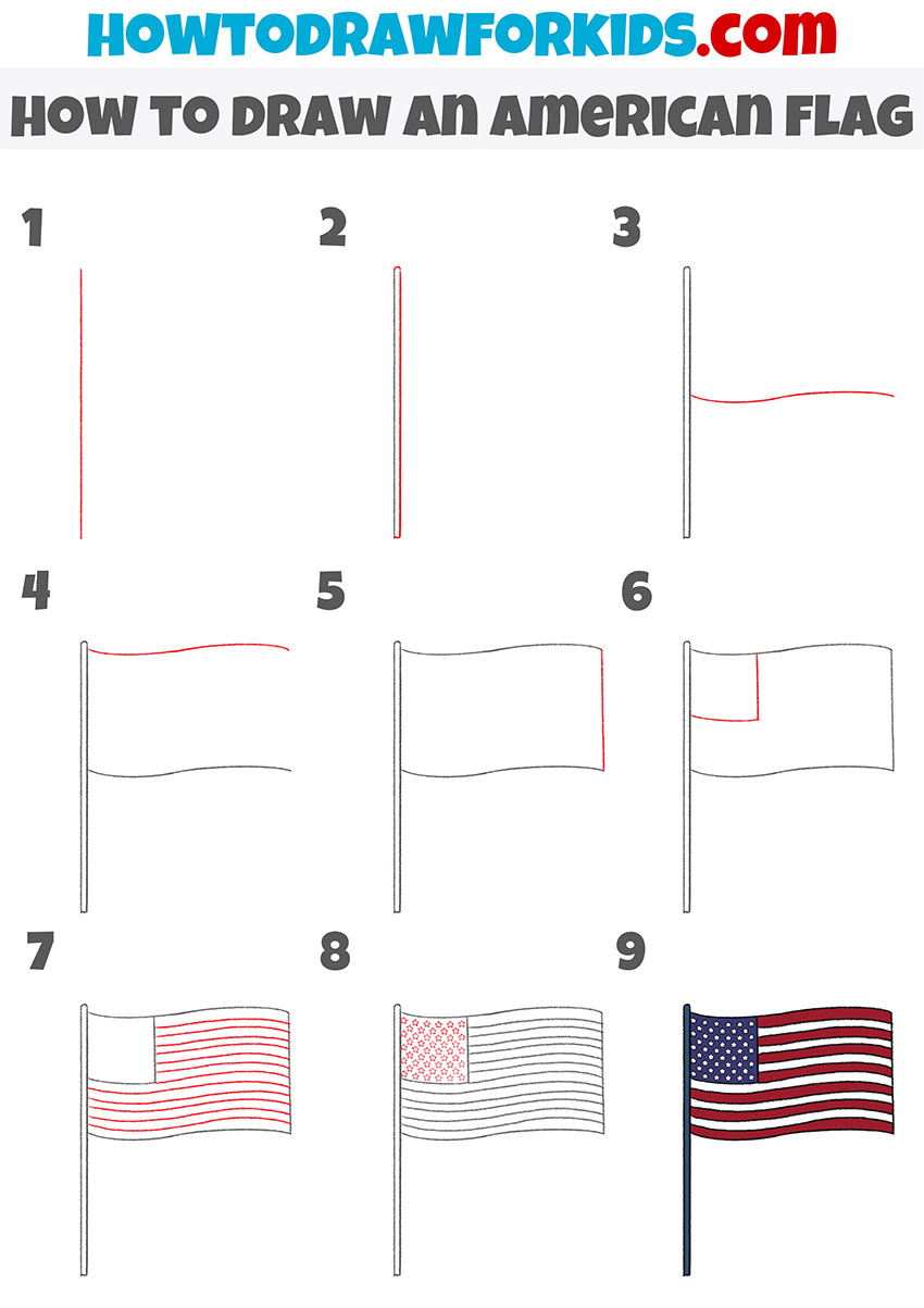 how to draw the american flag step by step
