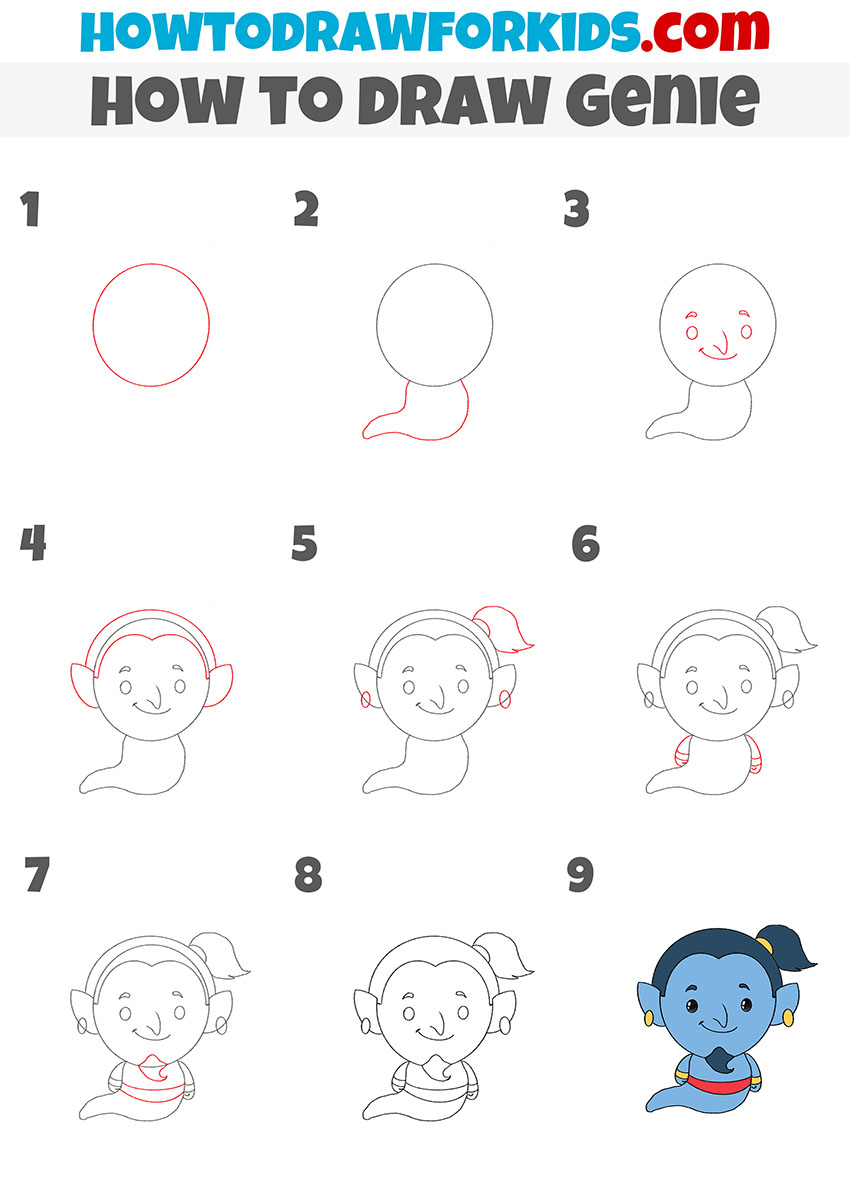 how to draw the genie step by step