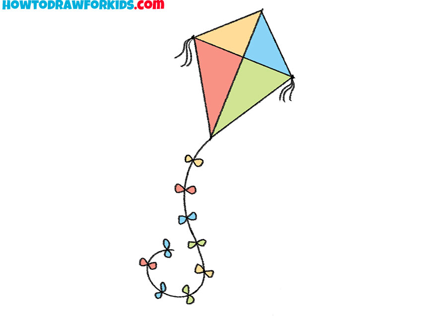 how to draw a cartoon kite
