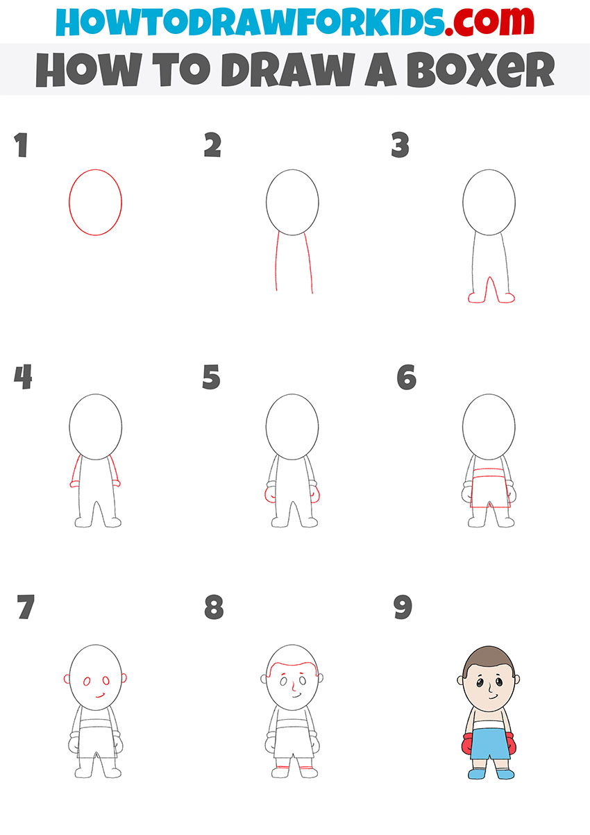 how to draw a boxer step by step