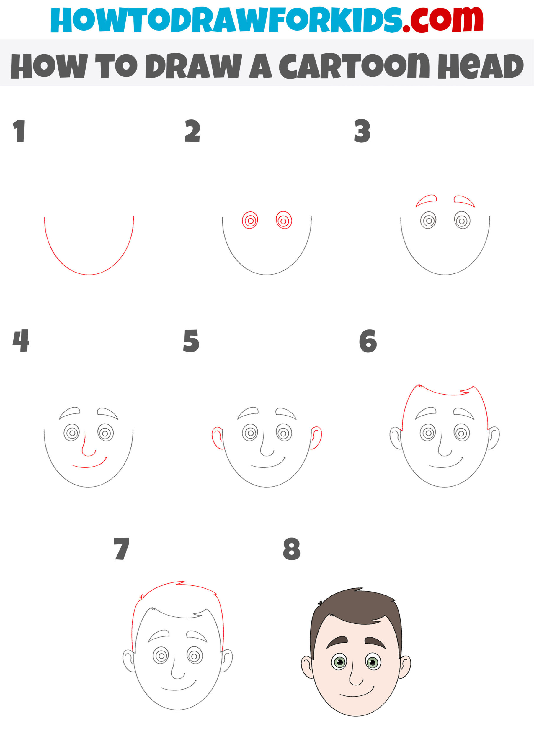 how to draw a cartoon head step by step