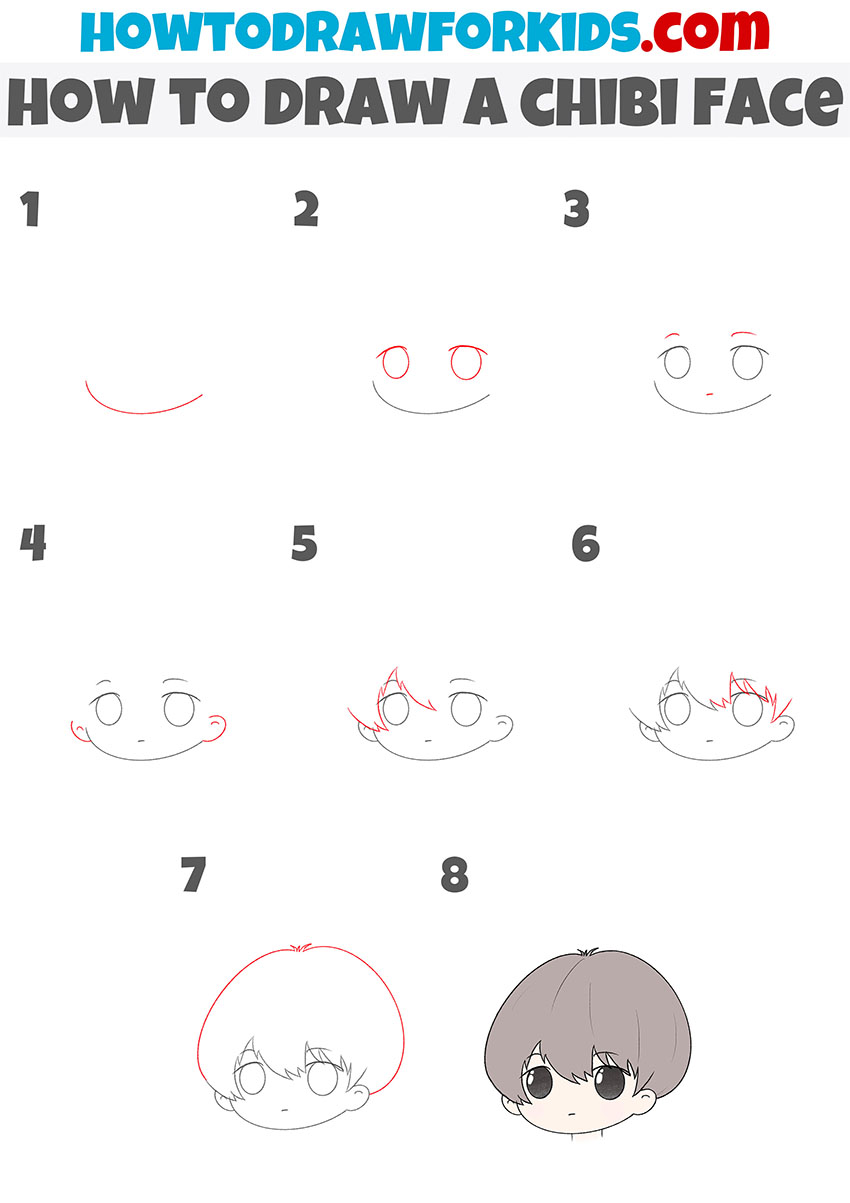 how to draw a chibi face step by step