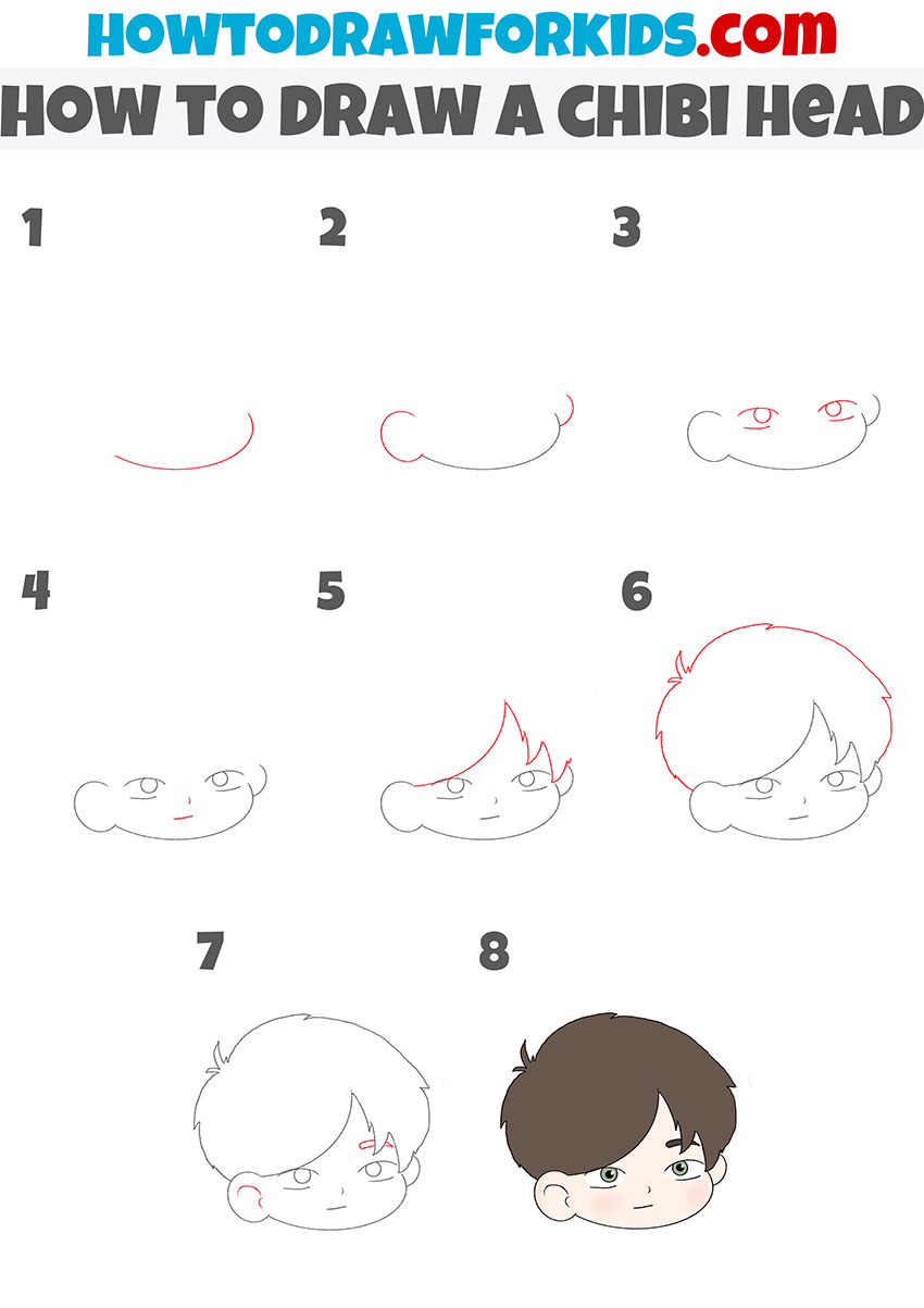 how to draw a chibi head step by step