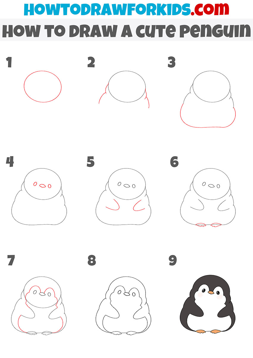 How to Draw a Cute Penguin - Easy Drawing Tutorial For Kids