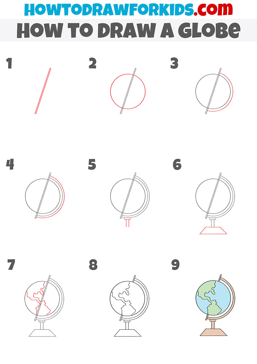 How to Draw a Globe Easy Drawing Tutorial For Kids