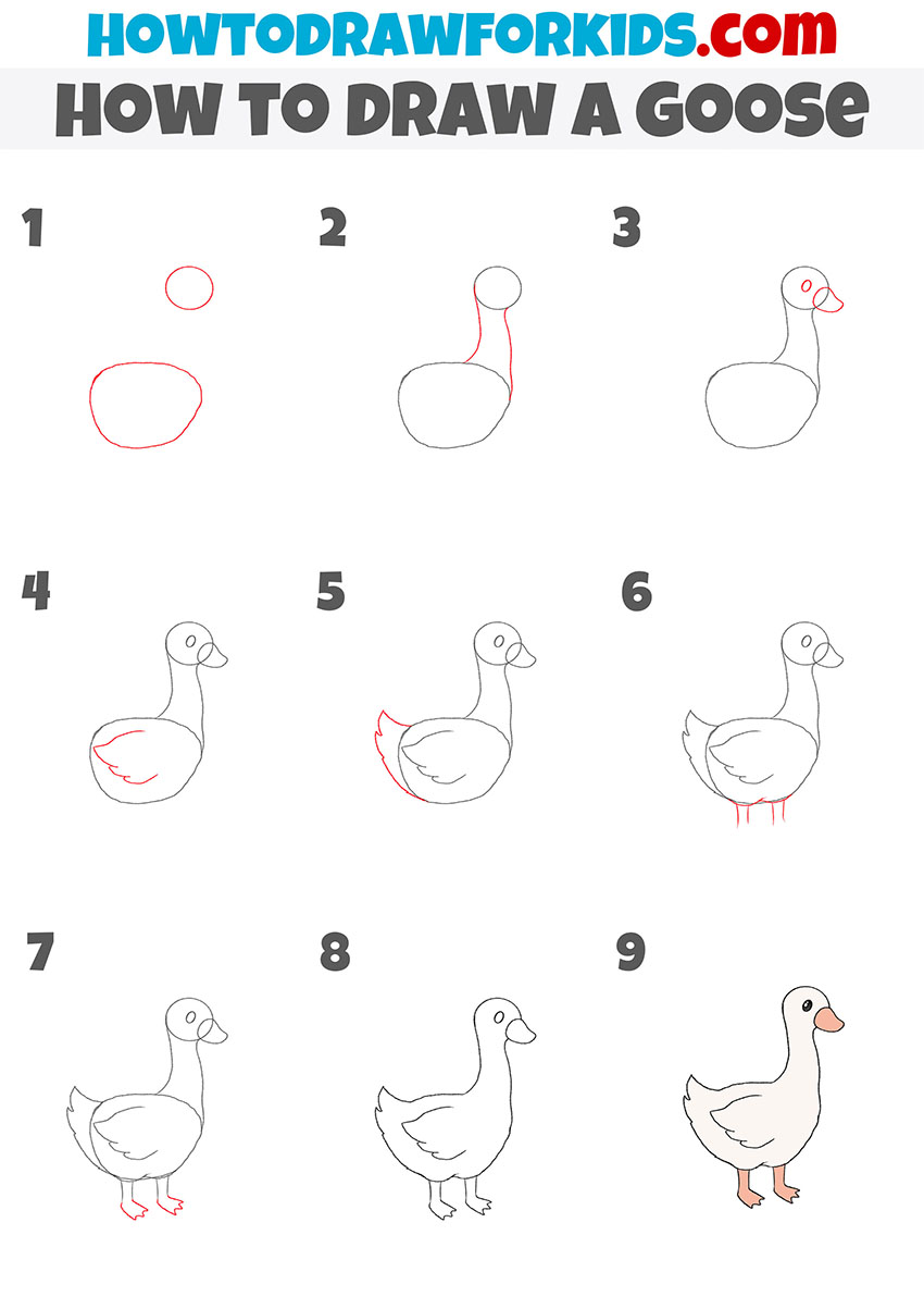 How to Draw a Goose - Easy Drawing Tutorial For Kids