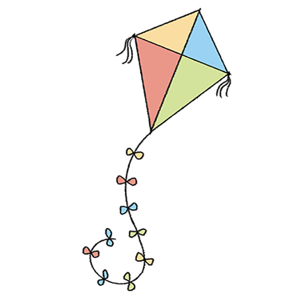 Spring Boy Flying a Kite Coloring Page for Kids - Stock Illustration  [98480825] - PIXTA