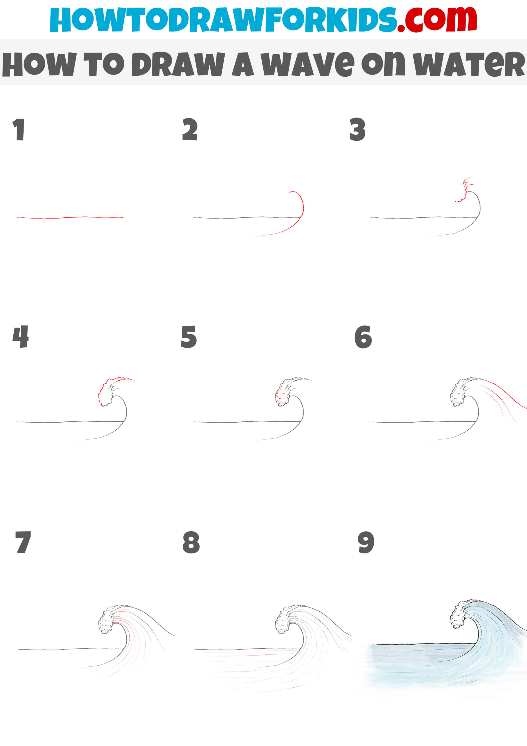 how to draw a wave on water step by step