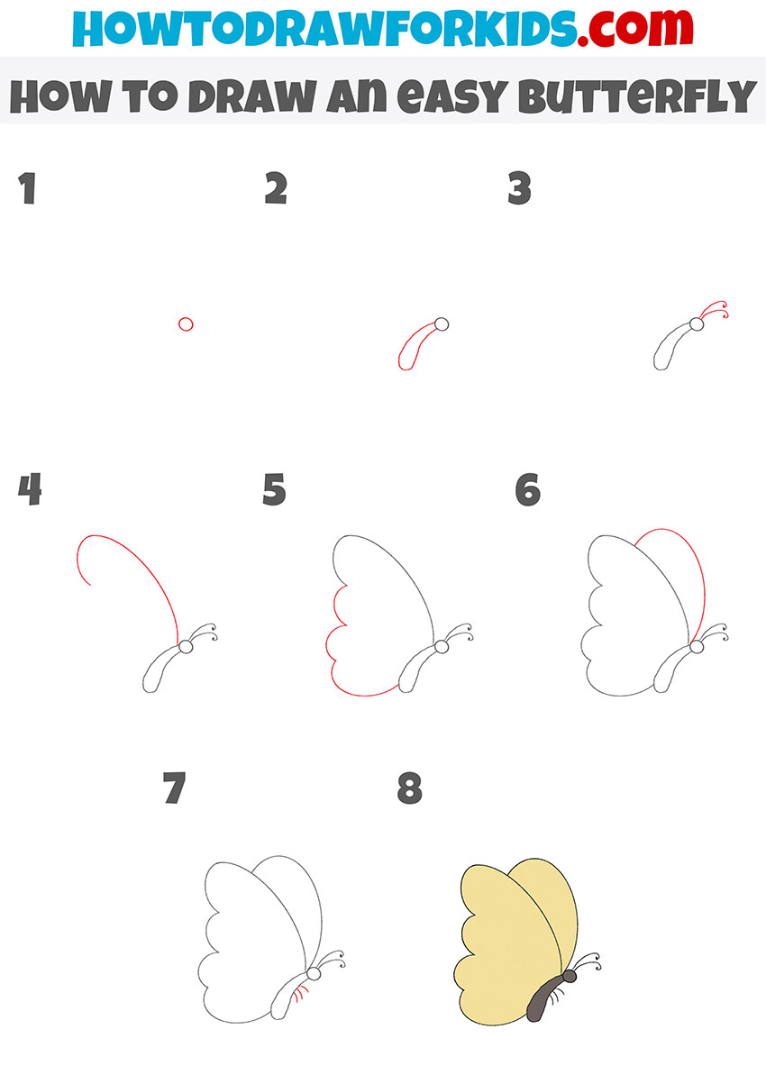 how to draw an easy butterfly step by step