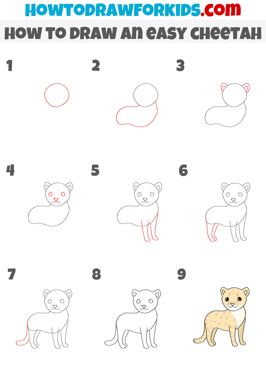 How to Draw an Easy Cheetah Step by Step Easy Drawing Tutorial For Kids