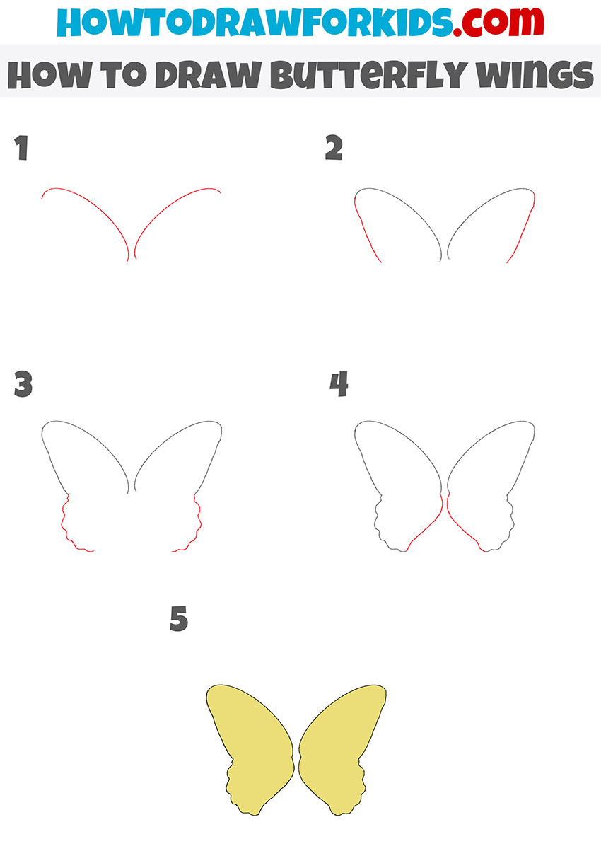 how to draw butterfly wings step by step