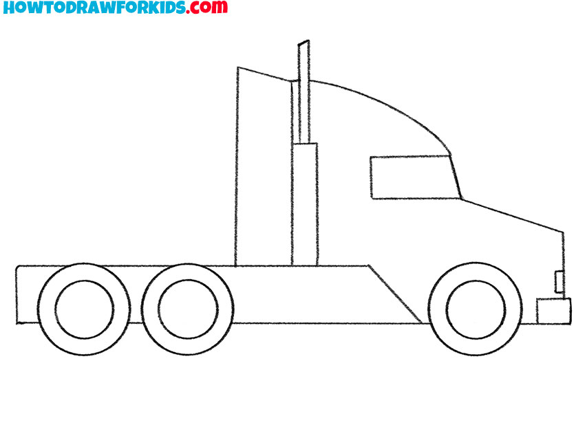 cartoon semi truck drawing