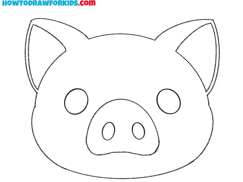 how to draw a cartoon pig face