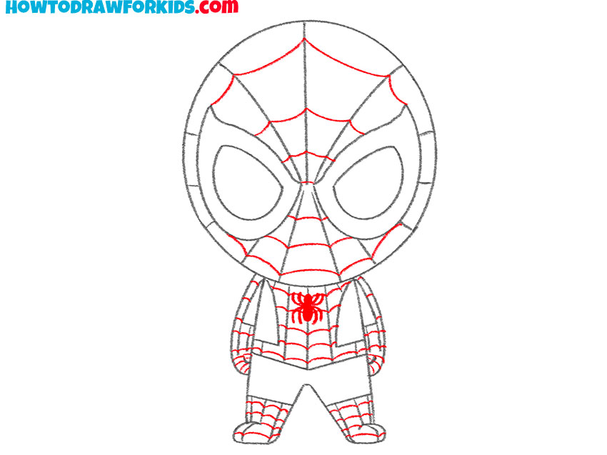 how to draw spiderman chibi