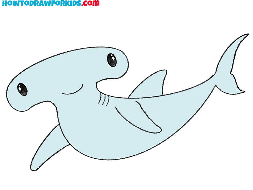 How To Draw A Hammerhead Shark Easy Drawing Tutorial For Kids | Images ...