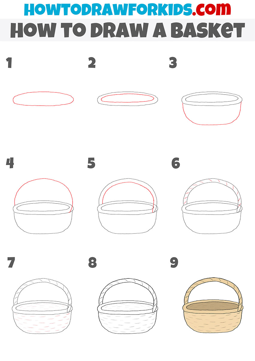 how to draw a basket step by step