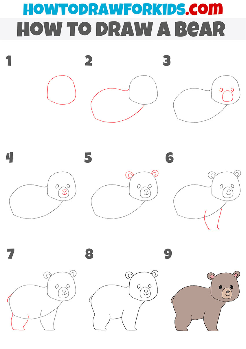 How to Draw a Bear Step by Step Easy Drawing Tutorial For Kids