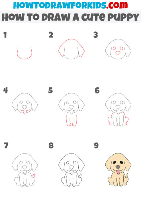 How to Draw a Puppy - Easy Drawing Tutorial For Kids