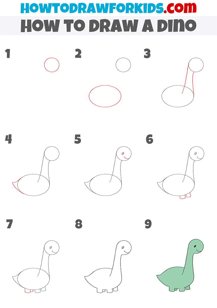 how to draw a dino step by step