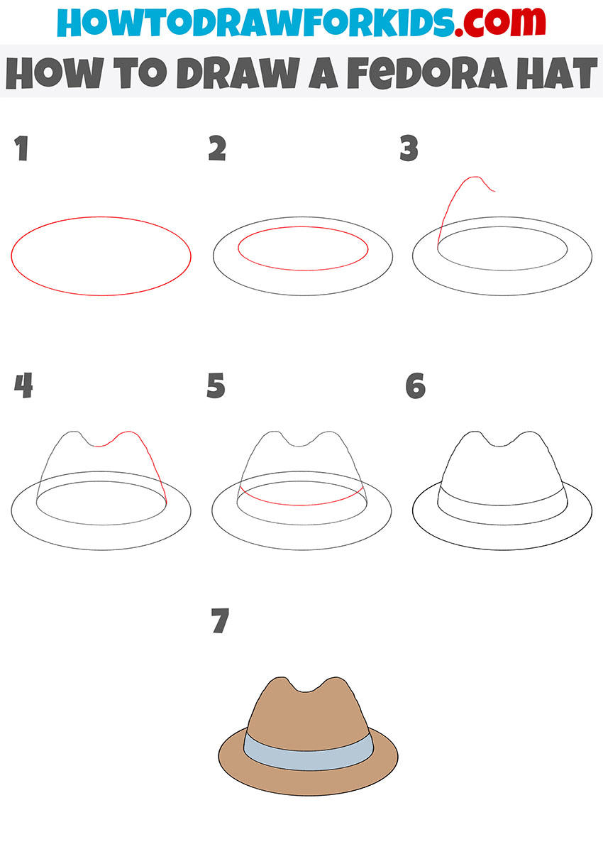 how to draw a fedora hat step by step