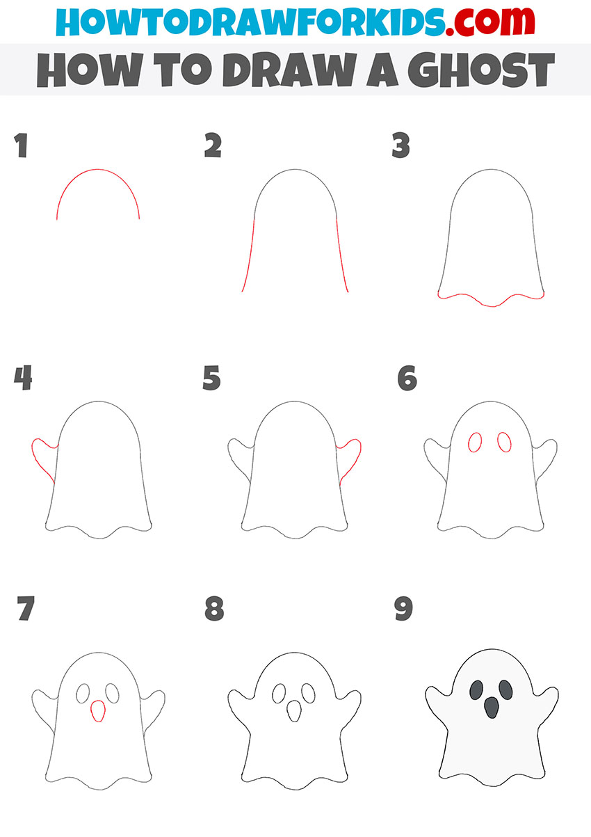 how to draw a ghost step by step