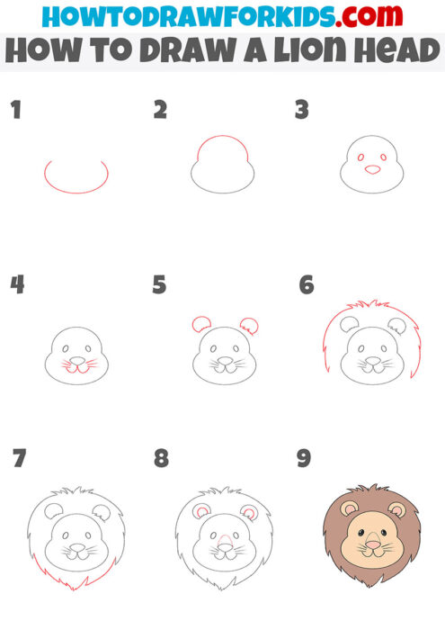 How to Draw a Lion Head - Easy Drawing Tutorial For Kids