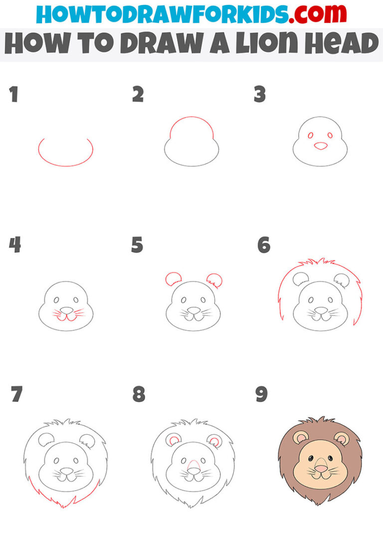 How to Draw a Lion Head Easy Drawing Tutorial For Kids