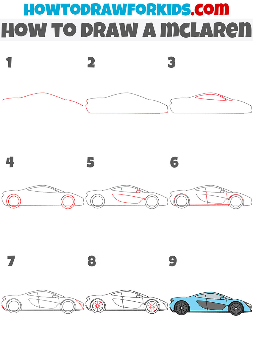 how to draw a mclaren step by step