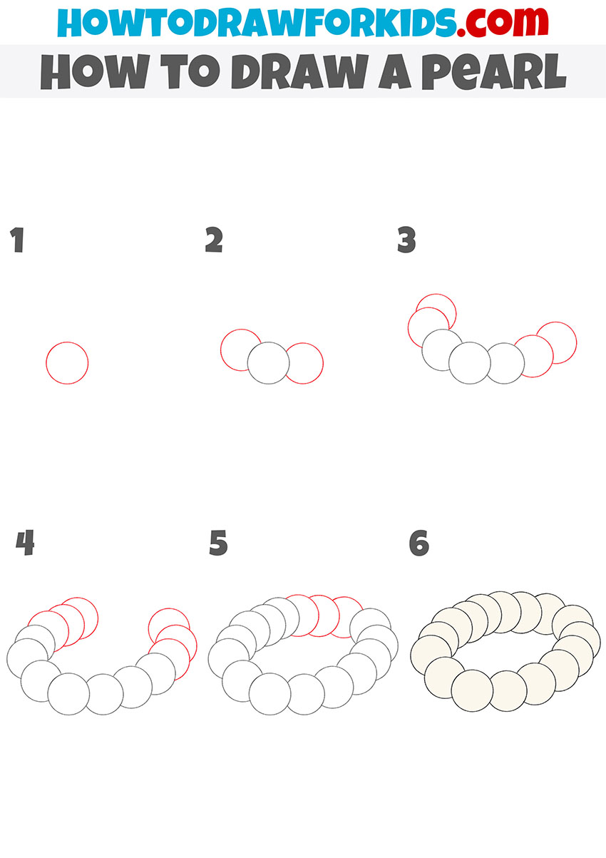 how to draw a pearl step by step