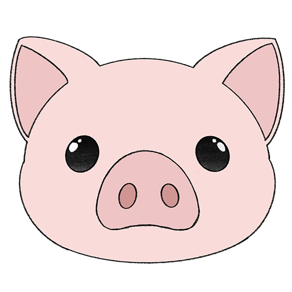 How to Draw a Pig Face - Easy Drawing Tutorial For Kids