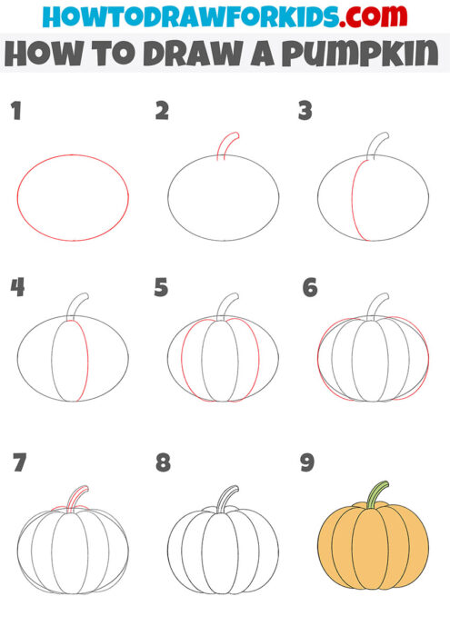 How to Draw a Pumpkin - Easy Drawing Tutorial For Kids