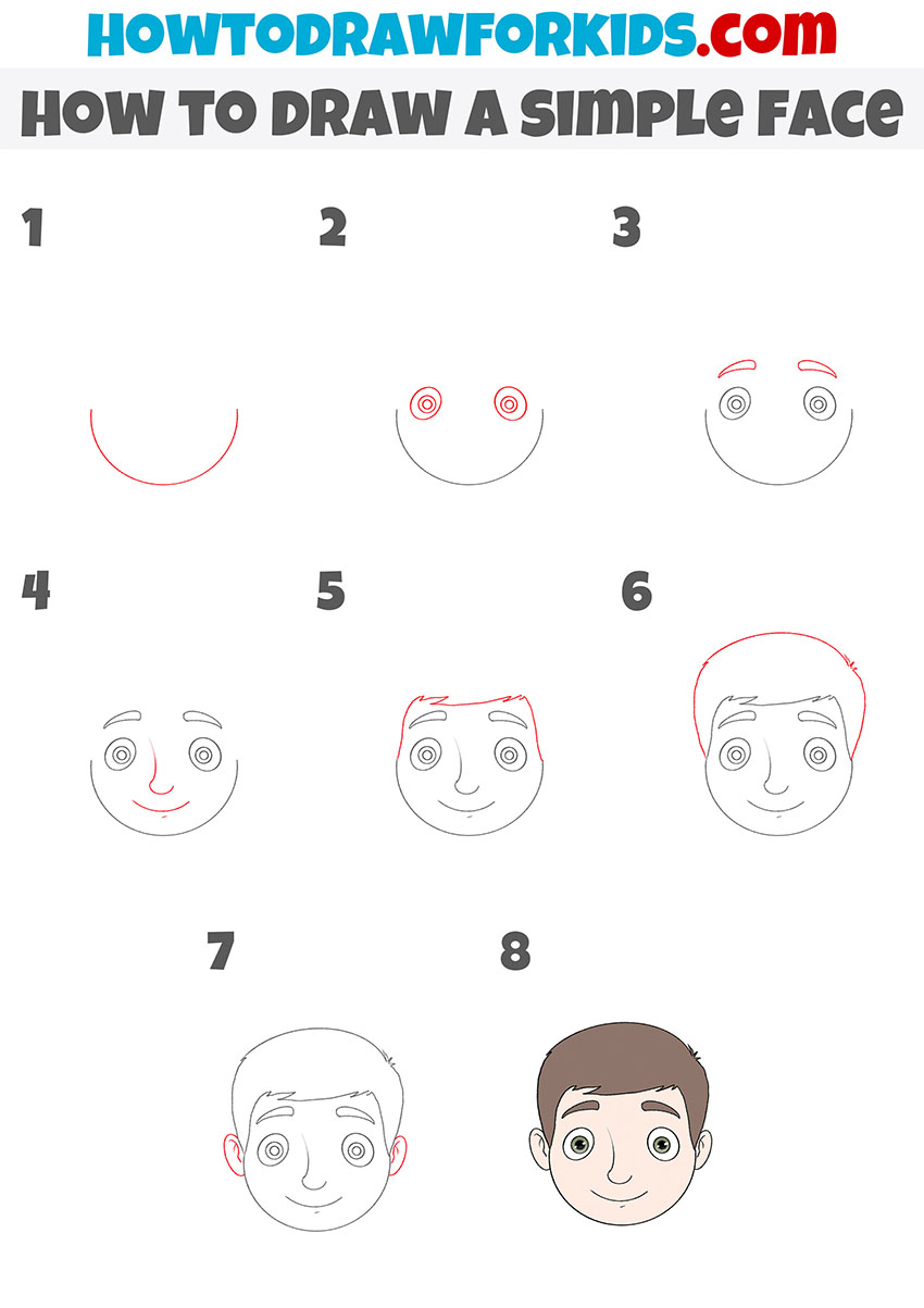 how to draw a simple face step by step