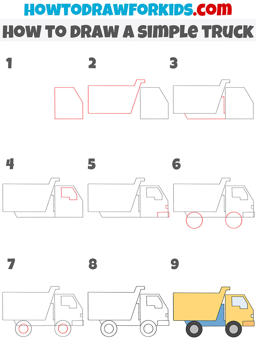simple truck step by step drawing tutorial