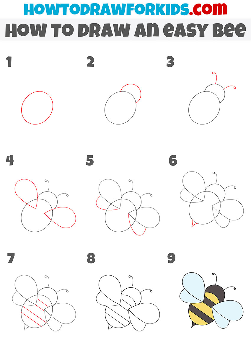 how to draw an easy bee step by step
