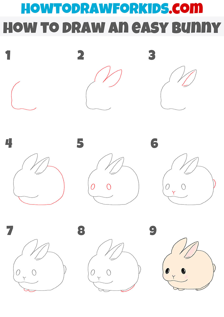 how to draw an easy bunny step by step