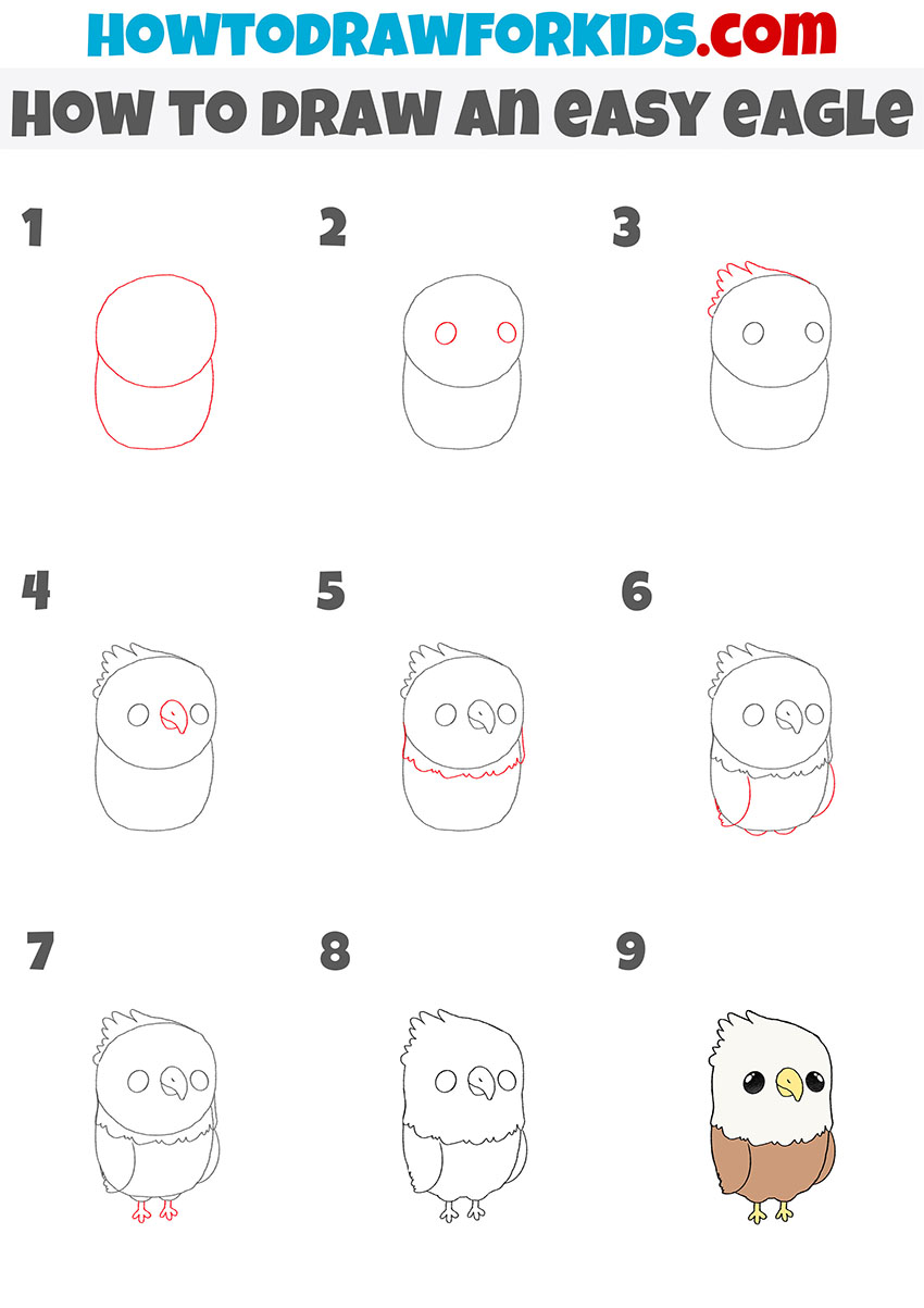 how to draw an easy eagle step by step