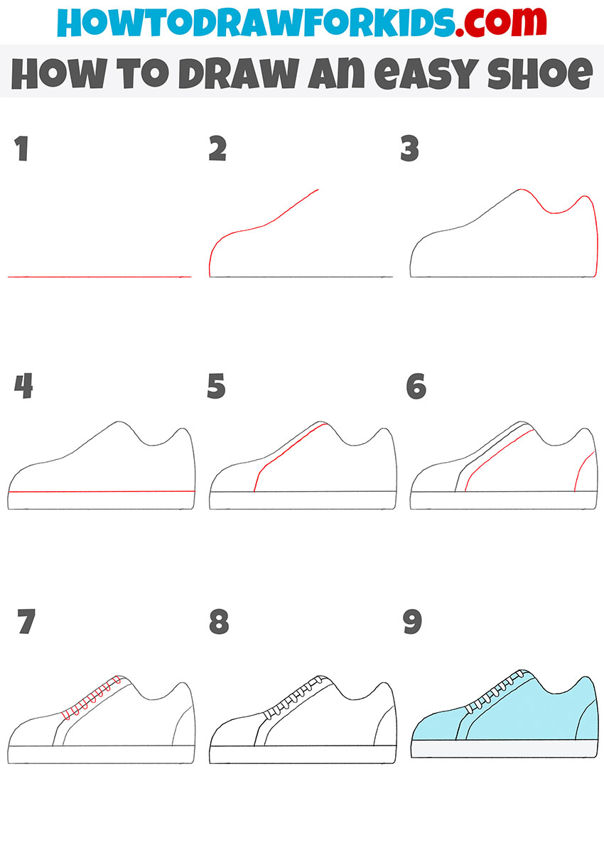 how to draw an easy shoe step by step