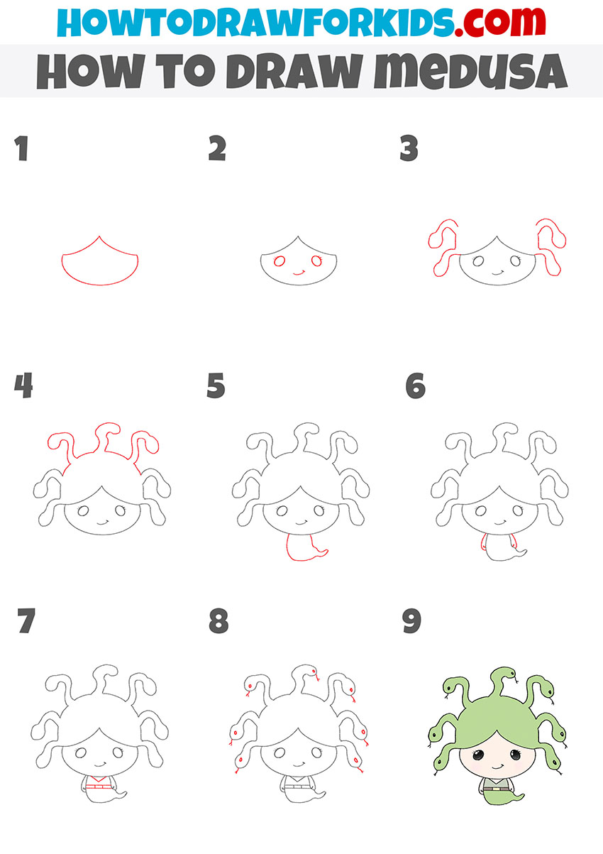 How to Draw Medusa Easy Drawing Tutorial For Kids