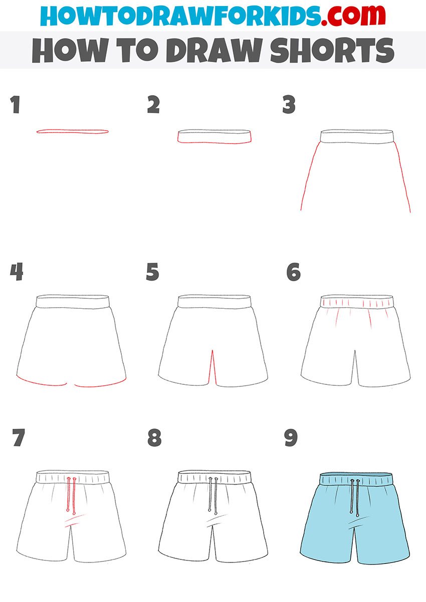 how to draw shorts step by step