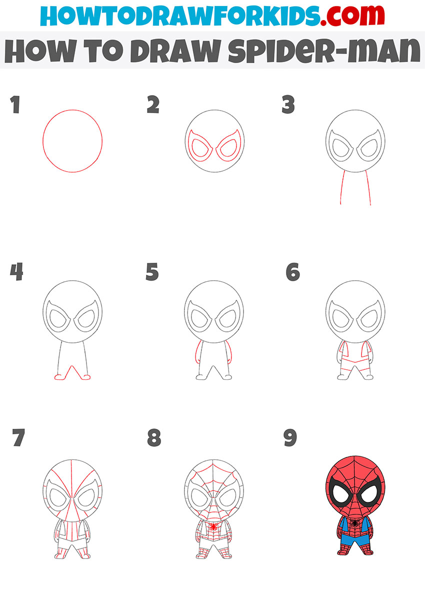 How to Draw Spider-Man Step by Step - Easy Drawing Tutorial For Kids