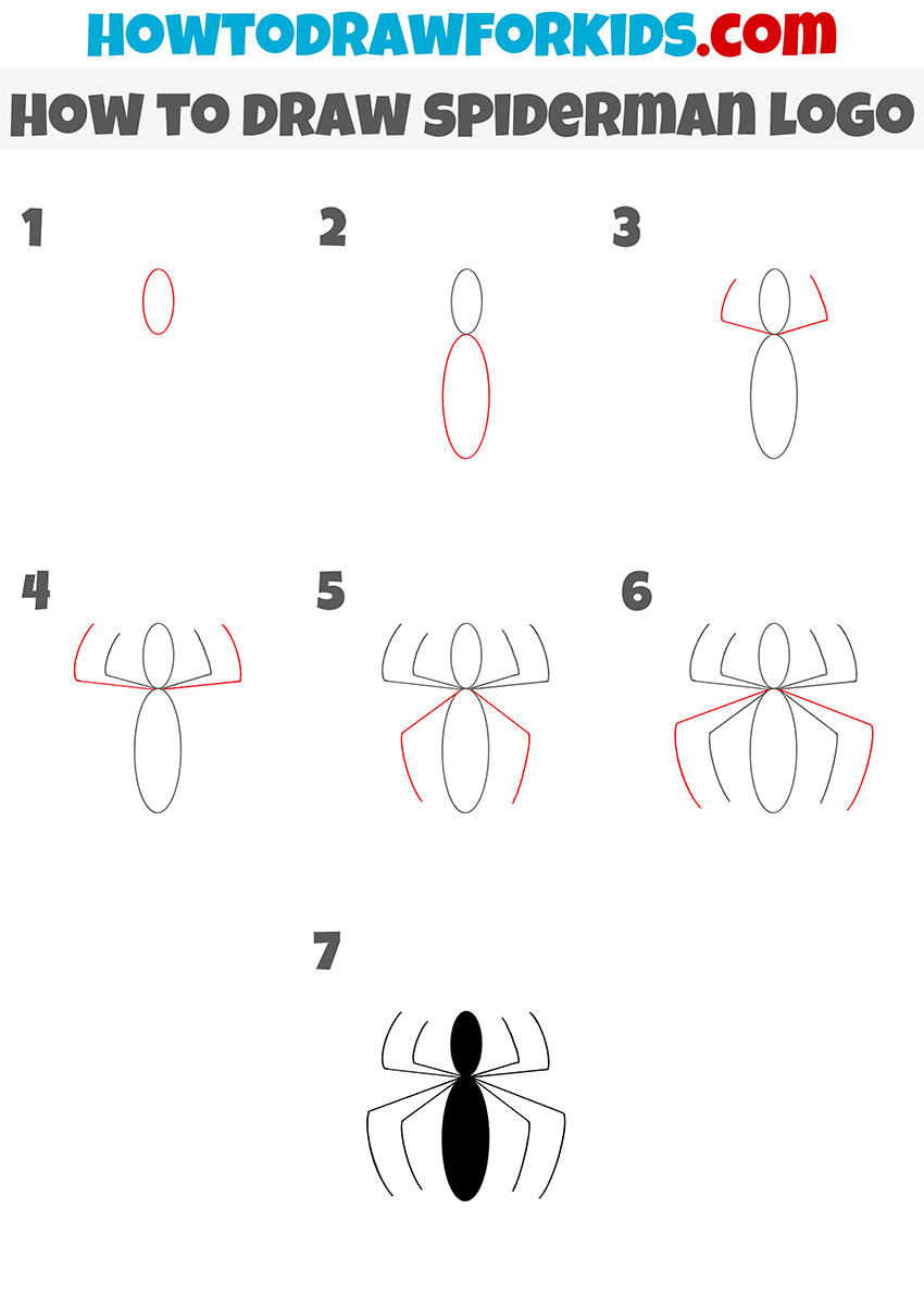 How to Draw Spiderman Logo Easy Drawing Tutorial For Kids