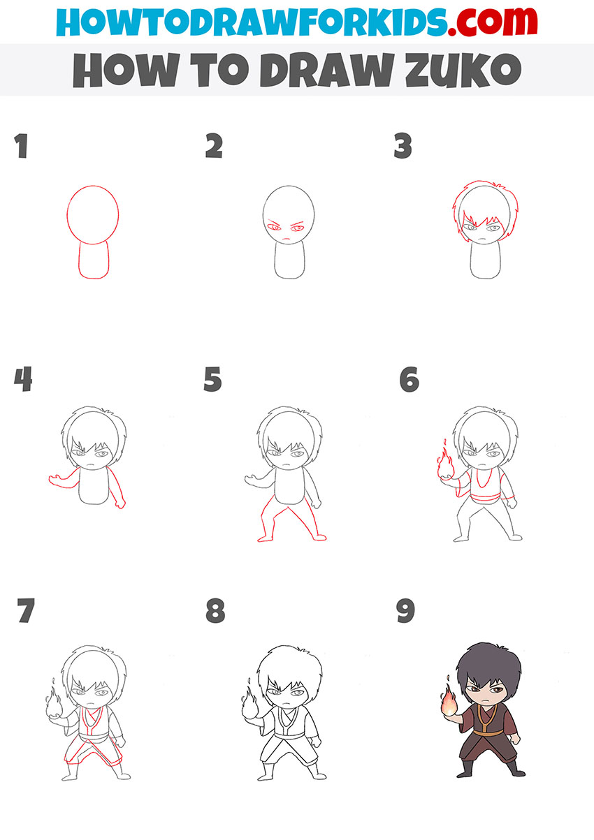 how to draw zuko step by step