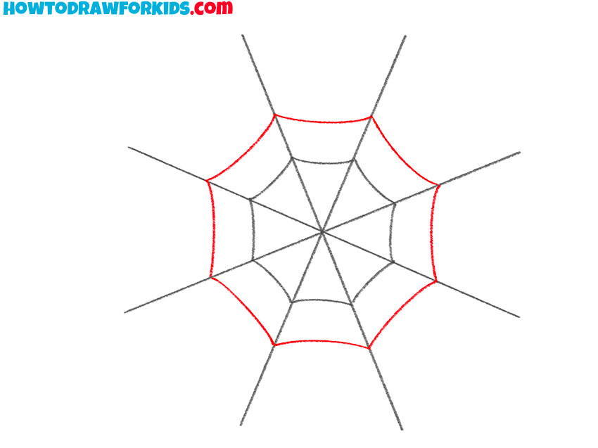 how to draw a simple spider web step by step
