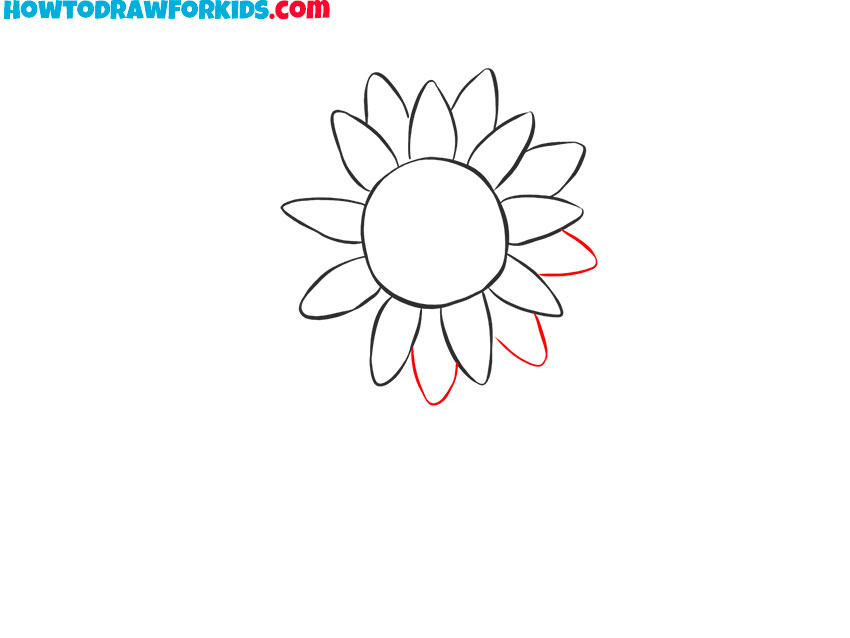 how to draw a sunflower cartoon