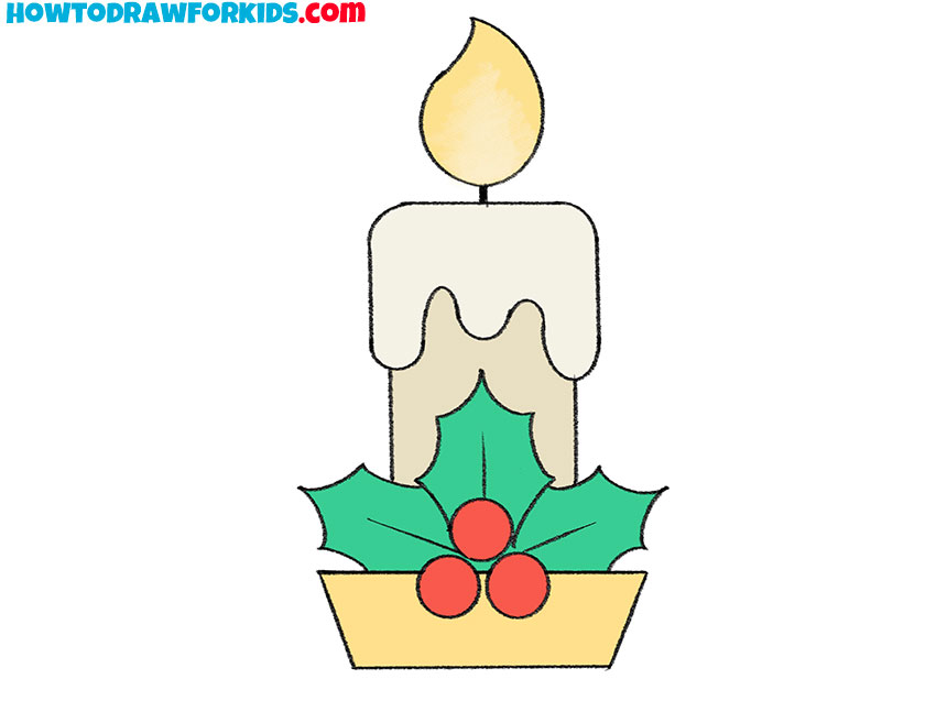 christmas candle drawing easy