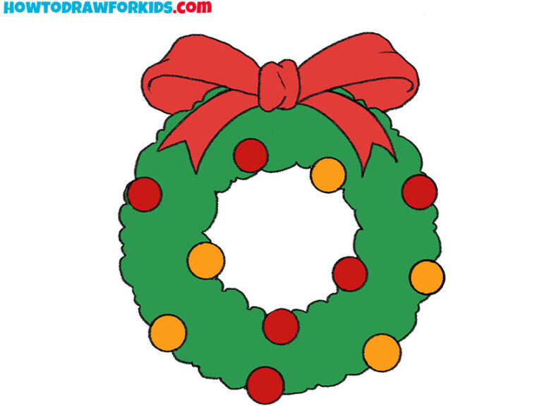 How to Draw a Christmas Wreath Easy Drawing Tutorial For Kids
