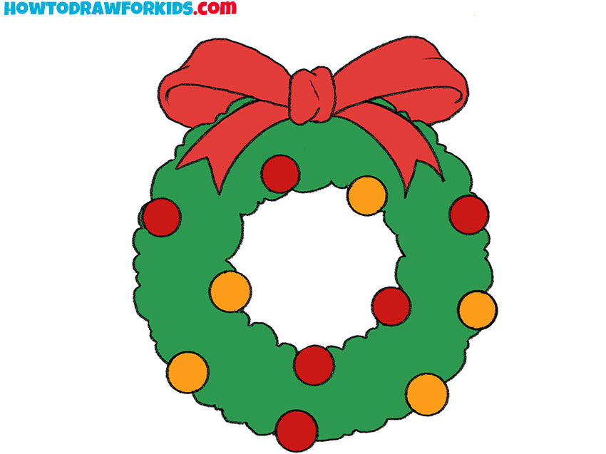 How to Draw a Christmas Wreath Easy Drawing Tutorial For Kids